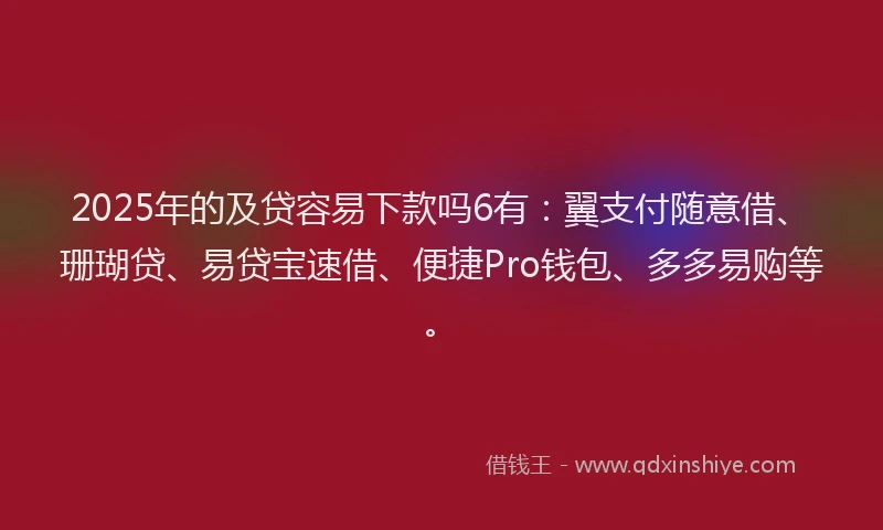 2025年的及贷容易下款吗6有：翼支付随意借、珊瑚贷、易贷宝速借、便捷Pro钱包、多多易购等。
