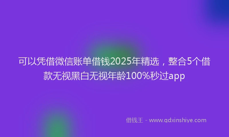 可以凭借微信账单借钱2025年精选，整合5个借款无视黑白无视年龄100%秒过app