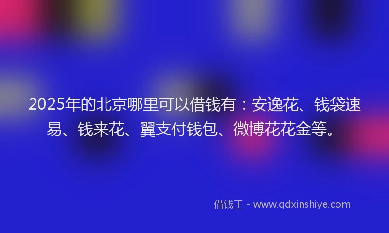 2025年的北京哪里可以借钱有：安逸花、钱袋速易、钱来花、翼支付钱包、微博花花金等。