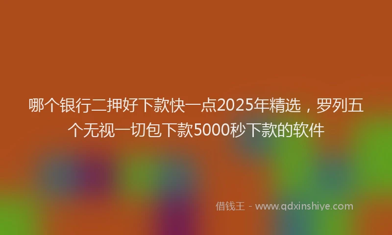 哪个银行二押好下款快一点2025年精选，罗列五个无视一切包下款5000秒下款的软件