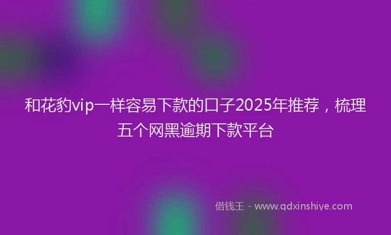 和花豹vip一样容易下款的口子2025年推荐，梳理五个网黑逾期下款平台