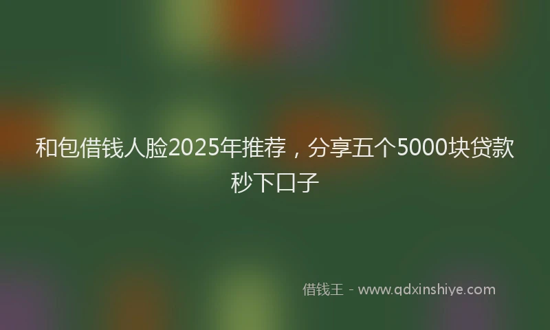 和包借钱人脸2025年推荐，分享五个5000块贷款秒下口子