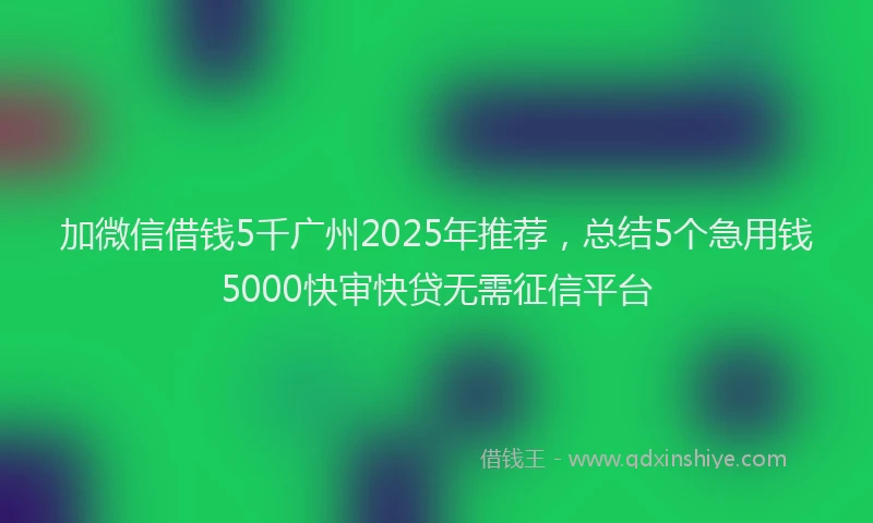 加微信借钱5千广州2025年推荐，总结5个急用钱5000快审快贷无需征信平台