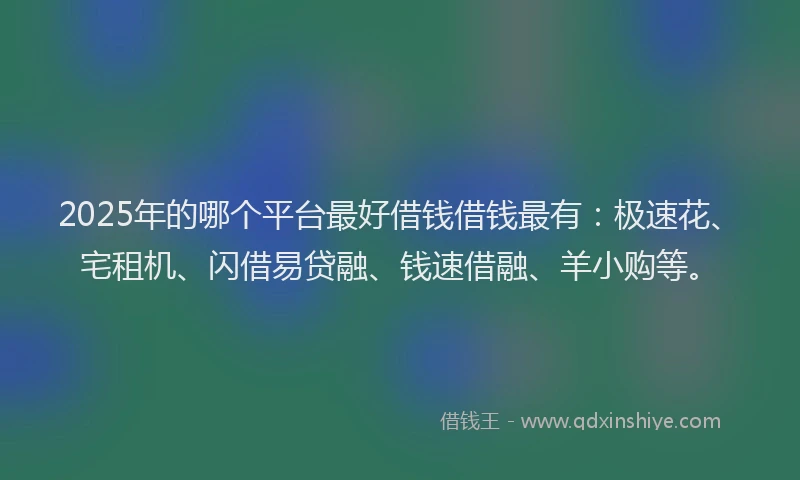 2025年的哪个平台最好借钱借钱最有：极速花、宅租机、闪借易贷融、钱速借融、羊小购等。