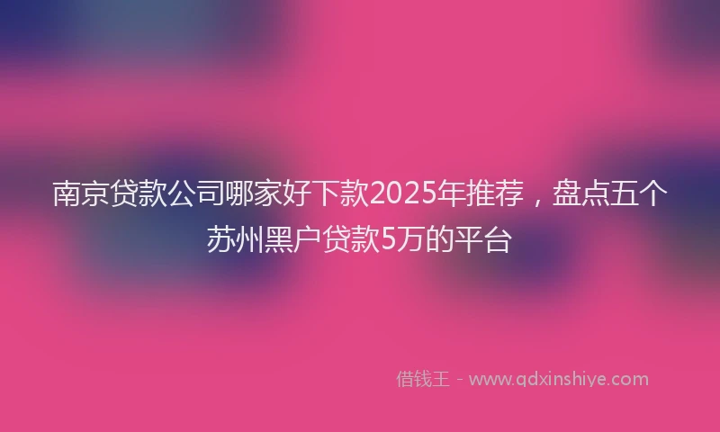 南京贷款公司哪家好下款2025年推荐，盘点五个苏州黑户贷款5万的平台