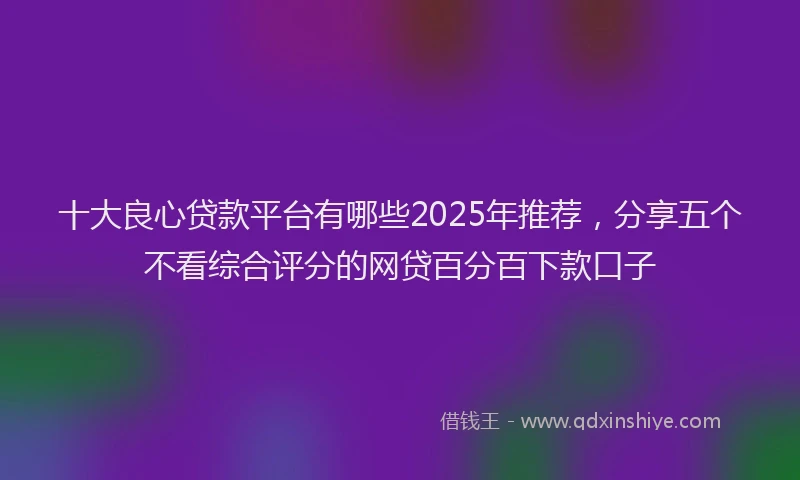 十大良心贷款平台有哪些2025年推荐，分享五个不看综合评分的网贷百分百下款口子
