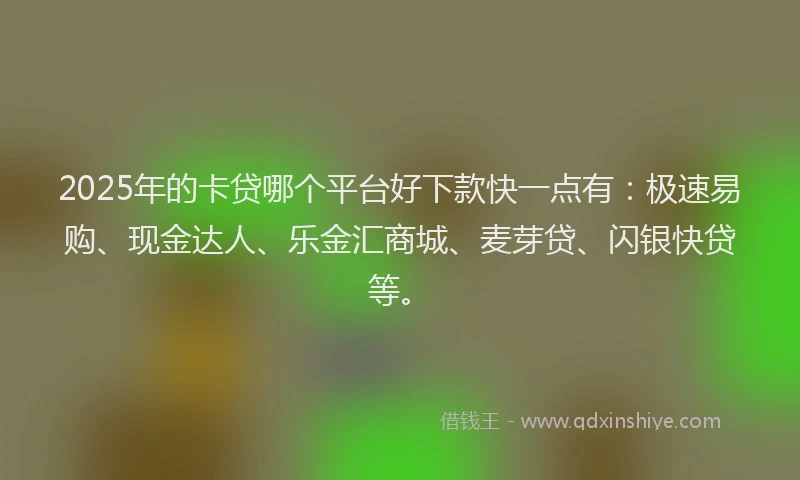 2025年的卡贷哪个平台好下款快一点有：极速易购、现金达人、乐金汇商城、麦芽贷、闪银快贷等。
