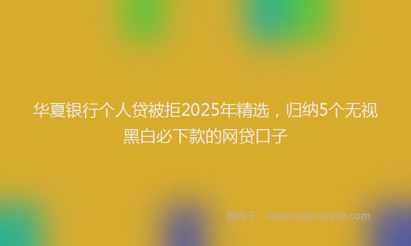 华夏银行个人贷被拒2025年精选，归纳5个无视黑白必下款的网贷口子
