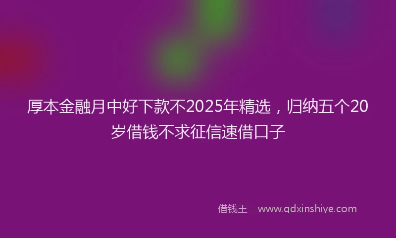 厚本金融月中好下款不2025年精选，归纳五个20岁借钱不求征信速借口子