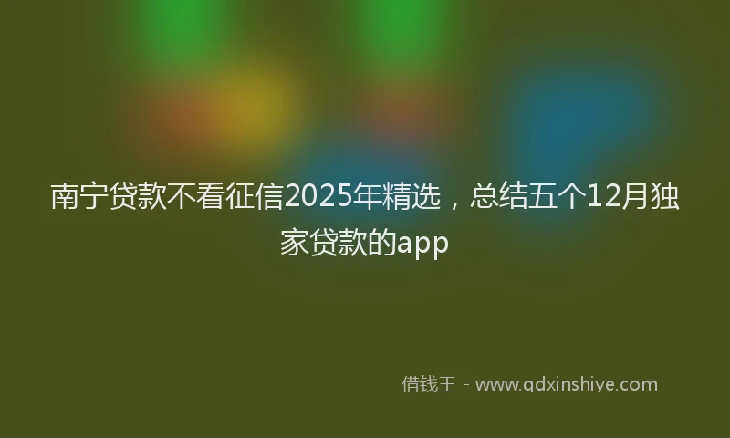 南宁贷款不看征信2025年精选，总结五个12月独家贷款的app