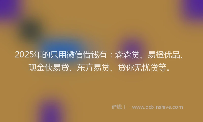 2025年的只用微信借钱有：森森贷、易橙优品、现金侠易贷、东方易贷、贷你无忧贷等。
