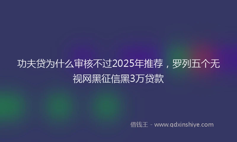 功夫贷为什么审核不过2025年推荐，罗列五个无视网黑征信黑3万贷款
