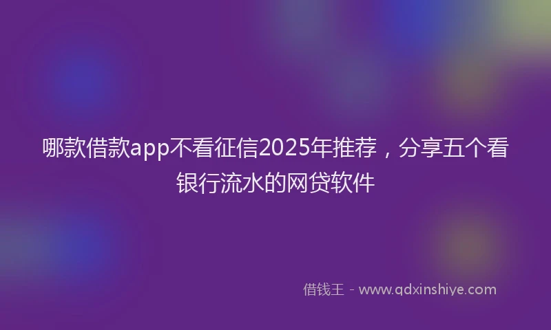 哪款借款app不看征信2025年推荐，分享五个看银行流水的网贷软件