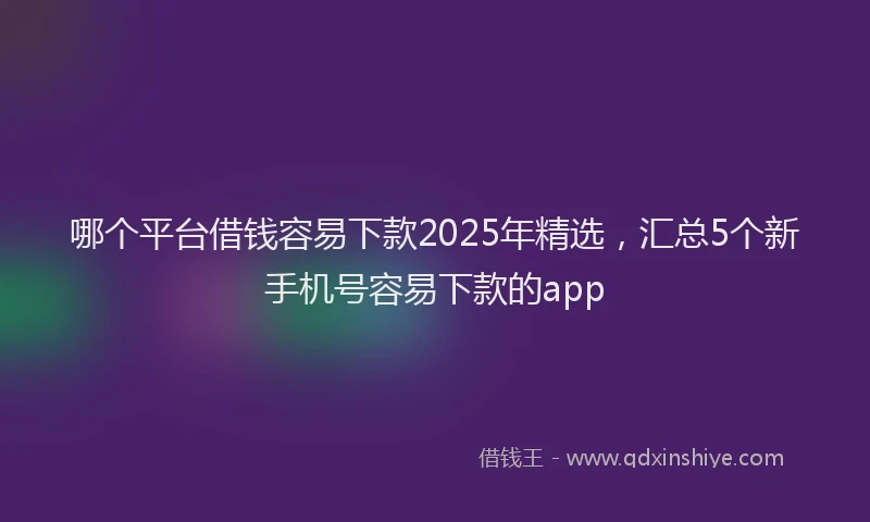 哪个平台借钱容易下款2025年精选，汇总5个新手机号容易下款的app