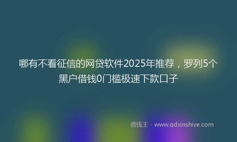 哪有不看征信的网贷软件2025年推荐，罗列5个黑户借钱0门槛极速下款口子