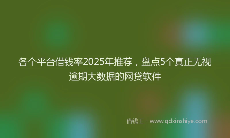 各个平台借钱率2025年推荐，盘点5个真正无视逾期大数据的网贷软件