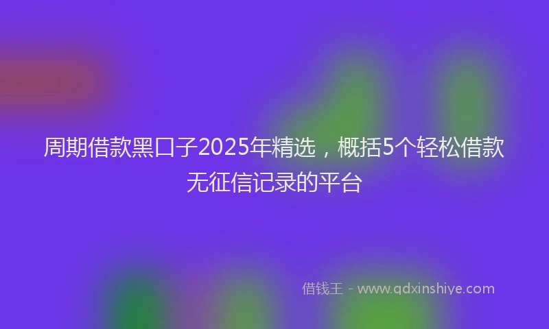 周期借款黑口子2025年精选，概括5个轻松借款无征信记录的平台