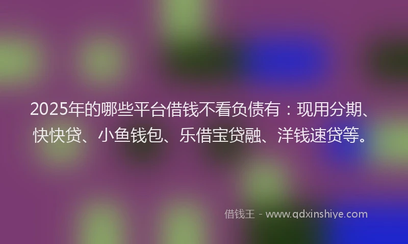 2025年的哪些平台借钱不看负债有：现用分期、快快贷、小鱼钱包、乐借宝贷融、洋钱速贷等。