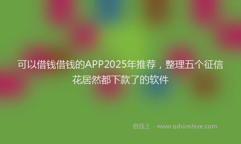 可以借钱借钱的APP2025年推荐，整理五个征信花居然都下款了的软件