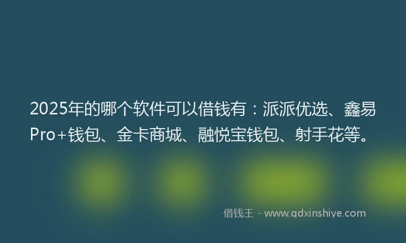 2025年的哪个软件可以借钱有：派派优选、鑫易Pro+钱包、金卡商城、融悦宝钱包、射手花等。