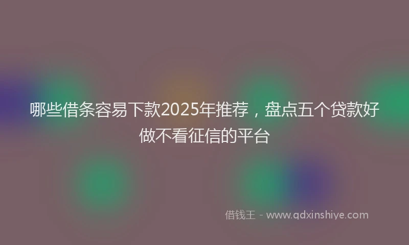 哪些借条容易下款2025年推荐，盘点五个贷款好做不看征信的平台