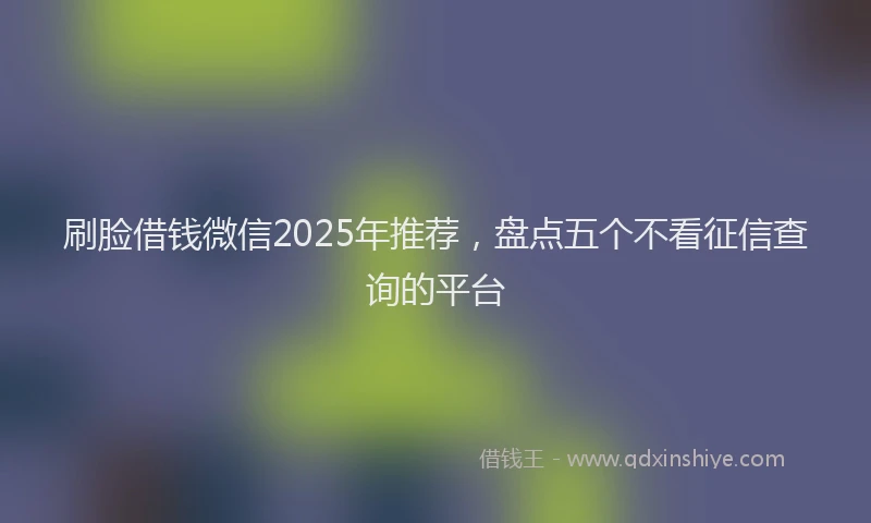 刷脸借钱微信2025年推荐，盘点五个不看征信查询的平台