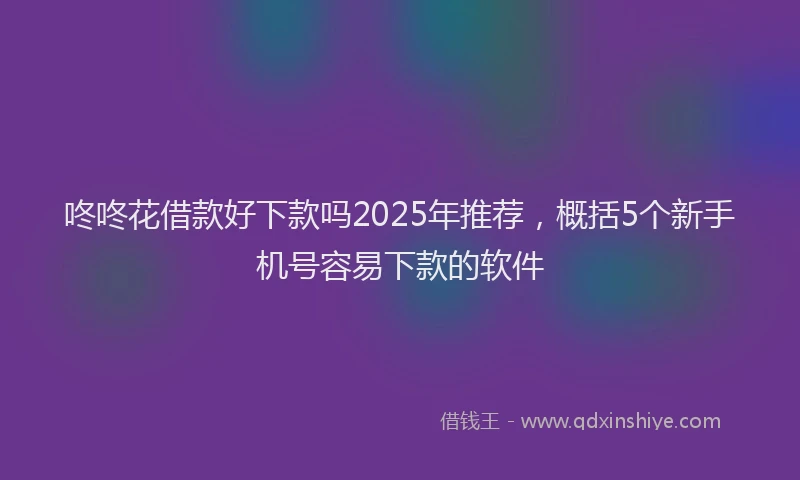 咚咚花借款好下款吗2025年推荐，概括5个新手机号容易下款的软件
