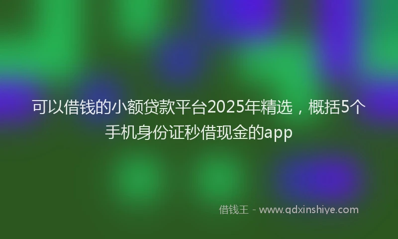可以借钱的小额贷款平台2025年精选，概括5个手机身份证秒借现金的app
