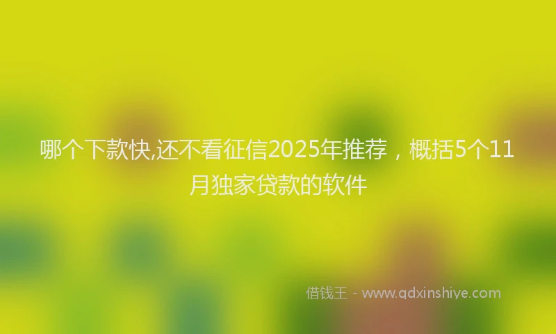 哪个下款快,还不看征信2025年推荐，概括5个11月独家贷款的软件