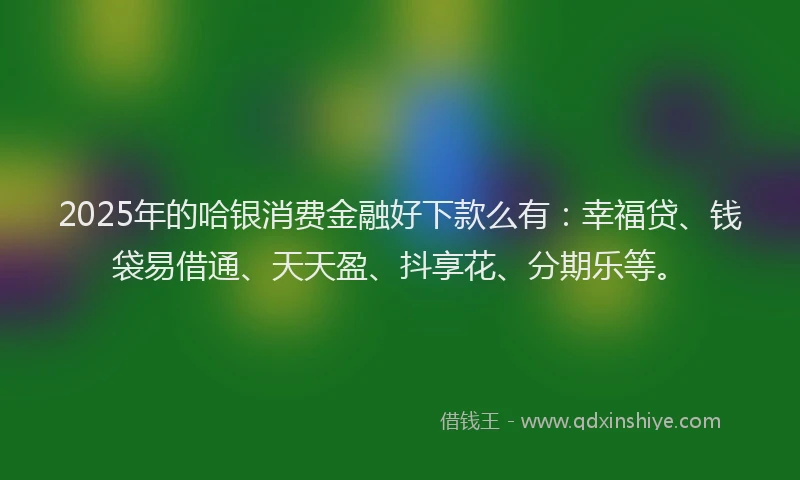 2025年的哈银消费金融好下款么有：幸福贷、钱袋易借通、天天盈、抖享花、分期乐等。