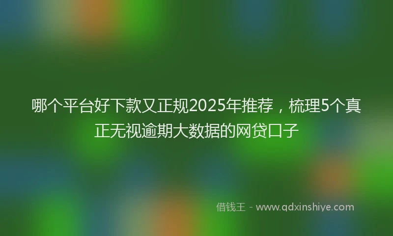 哪个平台好下款又正规2025年推荐，梳理5个真正无视逾期大数据的网贷口子