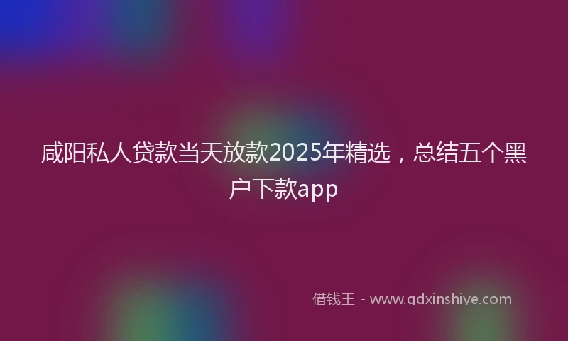 咸阳私人贷款当天放款2025年精选，总结五个黑户下款app
