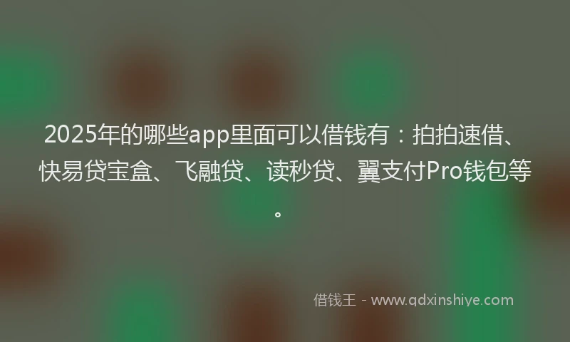 2025年的哪些app里面可以借钱有：拍拍速借、快易贷宝盒、飞融贷、读秒贷、翼支付Pro钱包等。