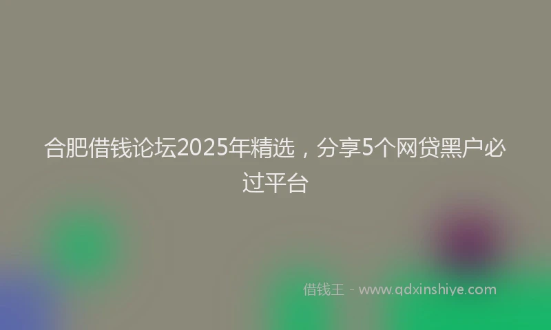 合肥借钱论坛2025年精选，分享5个网贷黑户必过平台
