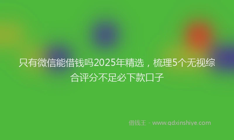 只有微信能借钱吗2025年精选，梳理5个无视综合评分不足必下款口子