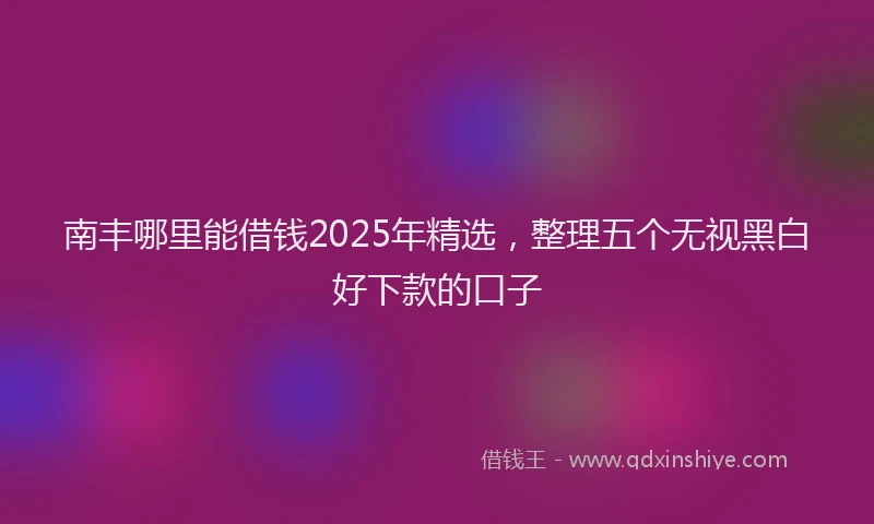 南丰哪里能借钱2025年精选，整理五个无视黑白好下款的口子
