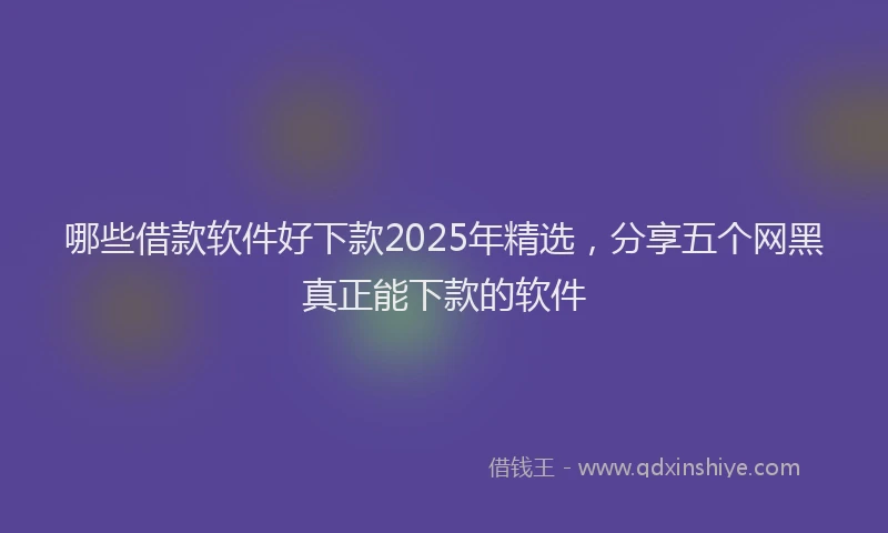 哪些借款软件好下款2025年精选，分享五个网黑真正能下款的软件