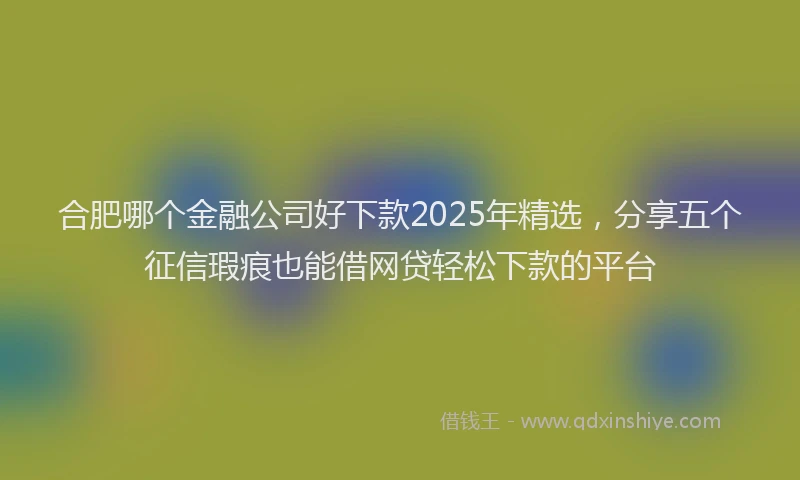 合肥哪个金融公司好下款2025年精选，分享五个征信瑕疵也能借网贷轻松下款的平台