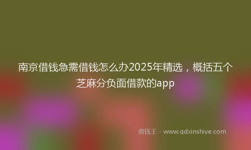 南京借钱急需借钱怎么办2025年精选，概括五个芝麻分负面借款的app