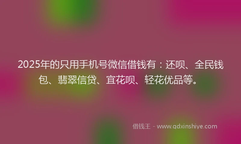 2025年的只用手机号微信借钱有：还呗、全民钱包、翡翠信贷、宜花呗、轻花优品等。