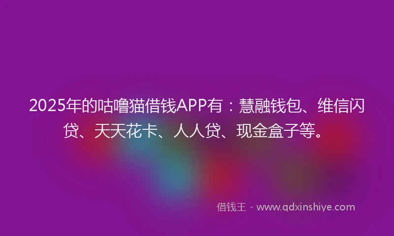 2025年的咕噜猫借钱APP有：慧融钱包、维信闪贷、天天花卡、人人贷、现金盒子等。