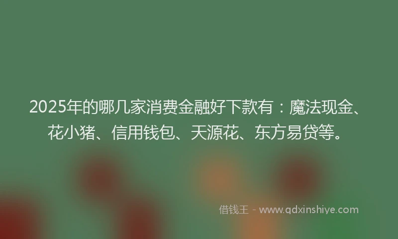 2025年的哪几家消费金融好下款有：魔法现金、花小猪、信用钱包、天源花、东方易贷等。