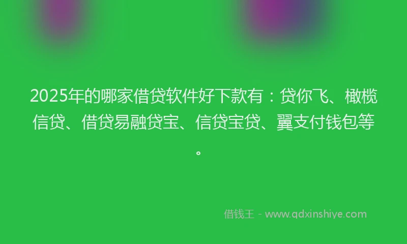 2025年的哪家借贷软件好下款有：贷你飞、橄榄信贷、借贷易融贷宝、信贷宝贷、翼支付钱包等。