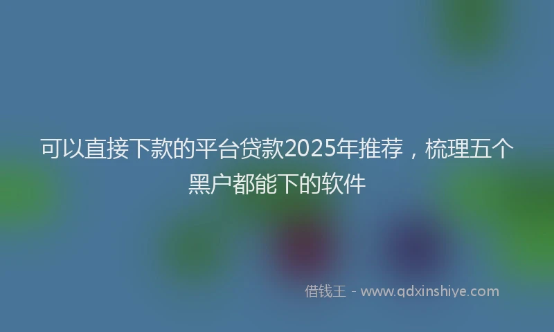 可以直接下款的平台贷款2025年推荐，梳理五个黑户都能下的软件