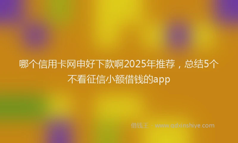 哪个信用卡网申好下款啊2025年推荐，总结5个不看征信小额借钱的app