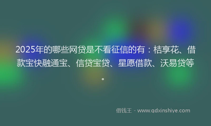 2025年的哪些网贷是不看征信的有：桔享花、借款宝快融通宝、信贷宝贷、星愿借款、沃易贷等。