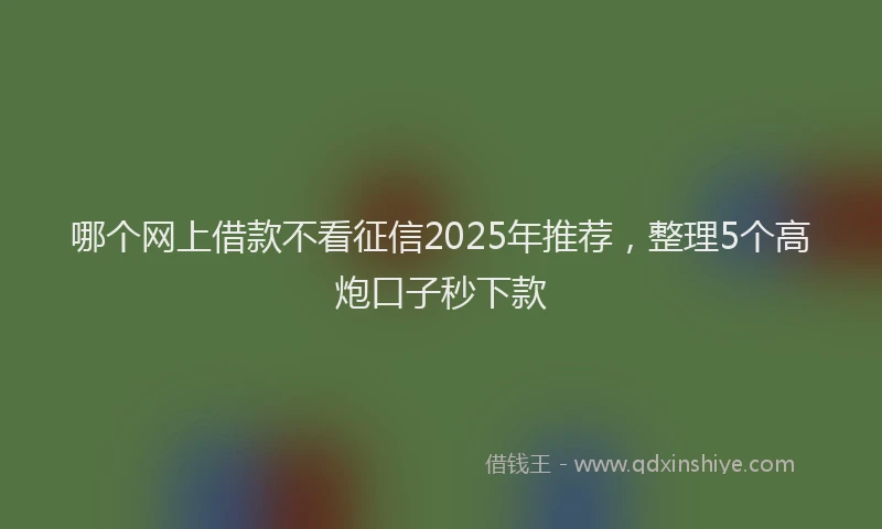 哪个网上借款不看征信2025年推荐，整理5个高炮口子秒下款