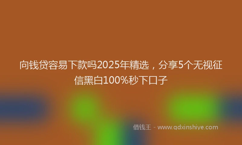 向钱贷容易下款吗2025年精选，分享5个无视征信黑白100%秒下口子