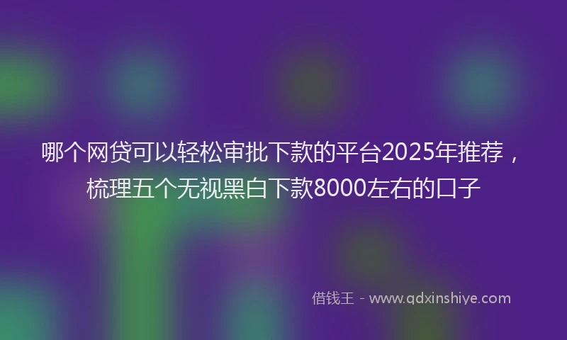 哪个网贷可以轻松审批下款的平台2025年推荐，梳理五个无视黑白下款8000左右的口子