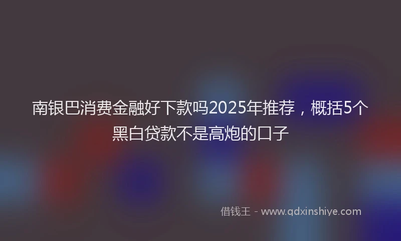 南银巴消费金融好下款吗2025年推荐，概括5个黑白贷款不是高炮的口子